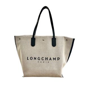 Authentic Longchamp Paris Large Roseau Canvas Tote in Ecru